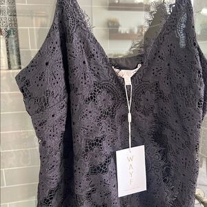 Wayf Elegant Black Lace Bodysuit size M